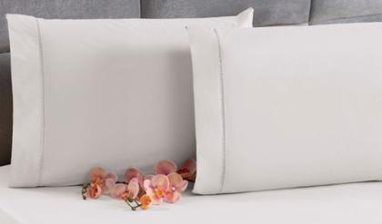 Imagem de 4 Fronhas Avulsas Percal 200 Fios Algodão Ponto Palito Branca