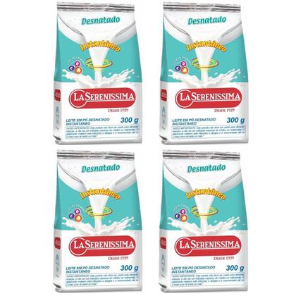Imagem de 4 Pacotes Leite em Pó Desnatado LA SERENÍSSIMA Sachê 300g