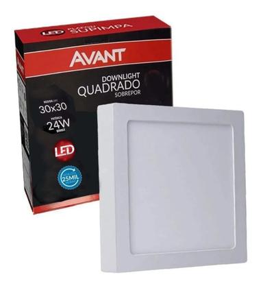 Imagem de 4 Plafon Led Sobrepor Quadrado 24w Branco Frio 6500k Avant