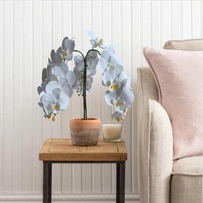Imagem de 5 Hastes de Orquídea phalaenopsis Branca Artificial 100X15 Perfeita para Sala, Hall e Ambientes Internos DE1324
