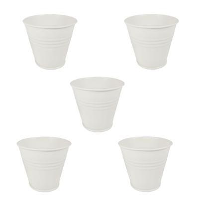 Imagem de 5 Mini vaso cachepot metal decorativo e vasinho festas creme