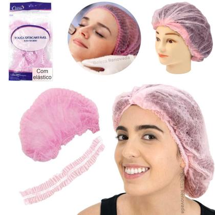 Imagem de 5 Touca Descartável Tnt Com Elástico Sanfonada Epi C/ Anvisa