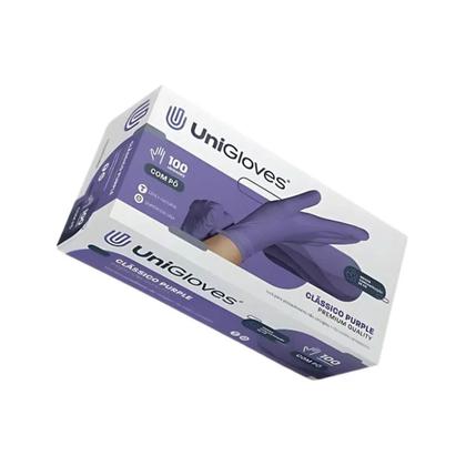 Imagem de 5cxs luvas proced latéx c pó unigloves purple 100un
