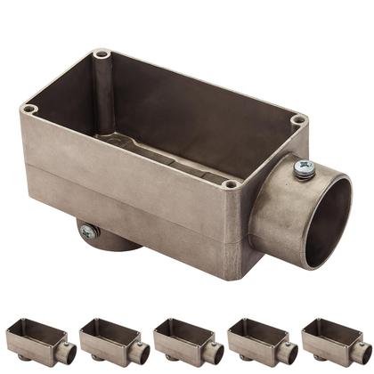 Imagem de 6 Condulete Tipo Lb Em Alumínio Sem Rosca Medida 2 1/2 Sieg Prateado