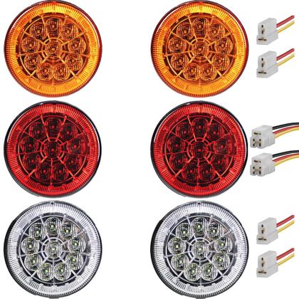 Imagem de 6 Lanterna Traseira 125mm Caminhão Carreta Mod. Randon 10 LED 24V +Conector