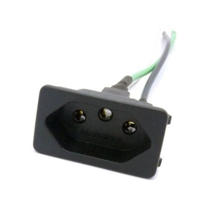 Imagem de 60 Tomada Fêmea Embutir Preta 3 Pinos 10a Margirius Painel Com rabicho