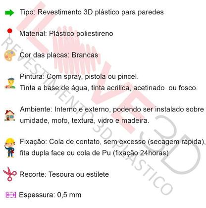 Imagem de 8 Placas Decorativas 3D Auto Relevo Revestimento 0,5Mm Argo