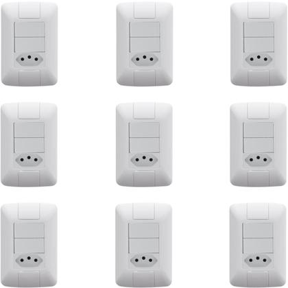Imagem de 9 Conjunto 2 Interruptores Paralelo 6a + 1 Tomada 10a 250v