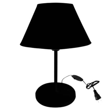 Imagem de Abajur Cúpula Injetada Luminária de Mesa para Escritório Quarto Recepção Decoração Sala Moderno PRETO e PRETO