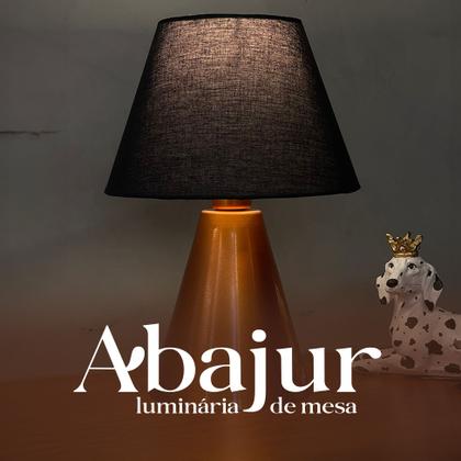 Imagem de Abajur Luminária Cone de Mesa Cobre Com Cúpula de algodão Preto