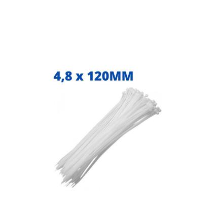 Imagem de Abraçadeira Nylon Branca 4,8 X 120mm C/100 Unidades