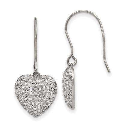 Imagem de Aço Inoxidável Polido c/ Preciosa Crystal Heart Dangle Ea