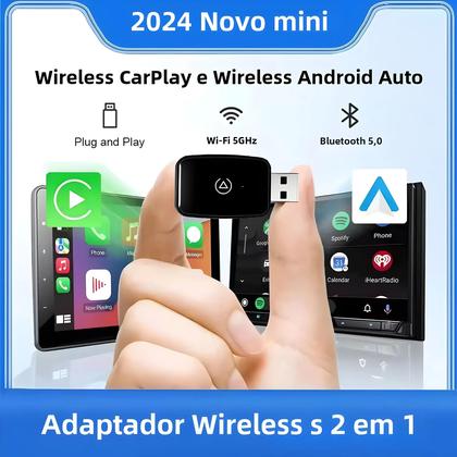 Imagem de Adaptador Carplay e Android Auto Sem Fio 2 em 1 - 5G WIFI para iPhone e Android (Volvo e Benz)