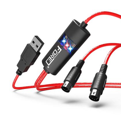 Imagem de Adaptador de cabo de interface MIDI para USB FORE Red - 2m