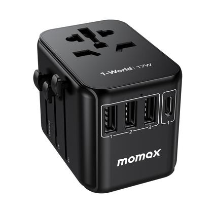 Imagem de Adaptador de tomada de viagem MOMAX Universal Tipo C/G/A/I com USB