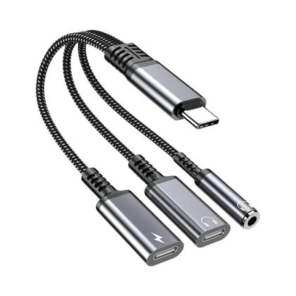 Imagem de Adaptador PD 3 Em 1 De Carregamento Rápido 60W Para iPhone 16 15 Samsung Tipo C Cabo De Áudio Dual