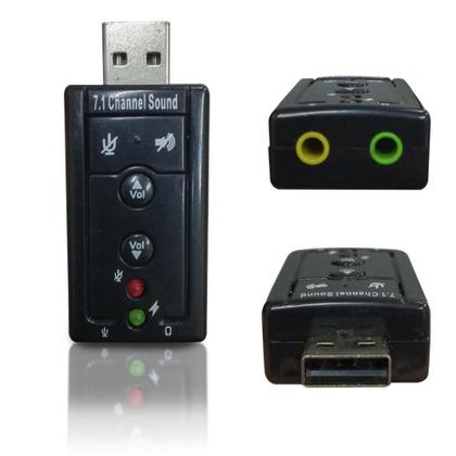 Imagem de Adaptador Placa de Som 7.1 Usb 2.0 com Entrada P2 Fone Microfone
