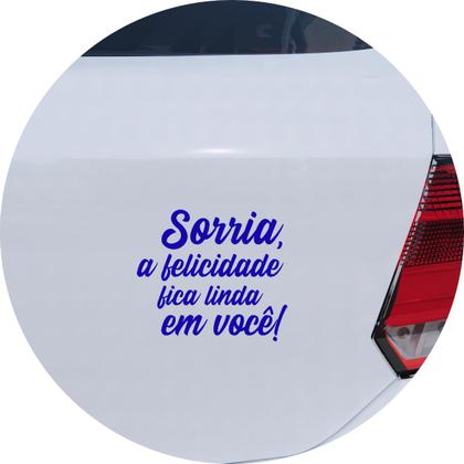 Imagem de Adesivo de Carro Sorria Felicidade Frase Motivacional - Cor Marrom