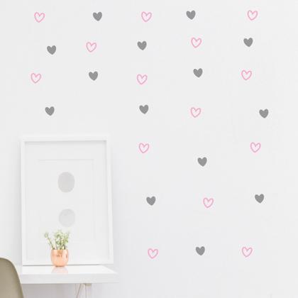 Imagem de Adesivos Corações Decorativos 100 Unidades 5cm, Cinza/rosa