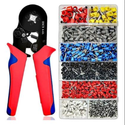 Imagem de Alicate Crimpar Prensa Terminal Ilhos Tubolar 0,25mm Até 10mm² Pressão 1200 ilhos de bitolas variadas