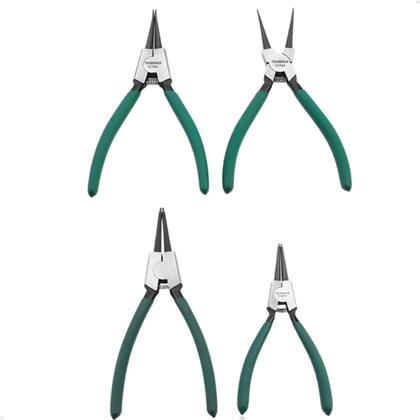 Imagem de Alicate Extrator de Anéis Bico Curvo Reto Interno Externo 7 polegadas Kit 4 Peças Lorben GT6217