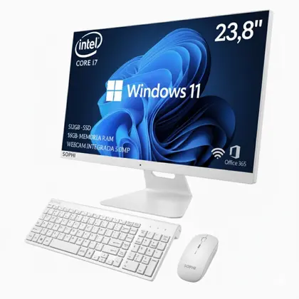 Imagem de All In One Computador Completo Intel Core I7 Ssd 512GB PC 16gb Ram Tela 23,8 win11 Full Hd Teclado mouse sem fio bivolt wifi bluetooth