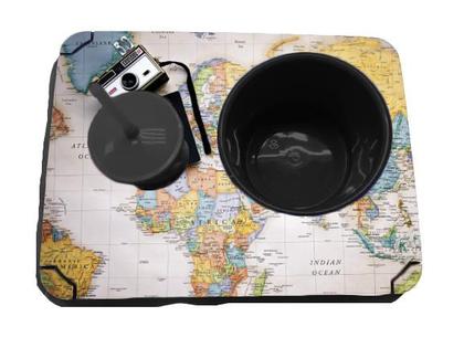 Imagem de Almofada Bandeja Pipoca Balde e 1 Copo Suede Macio e Madeira Personalizado