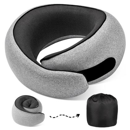 Imagem de Almofada de pescoço de viagem 4litamz 100% viscoelástica com enchimento cinza