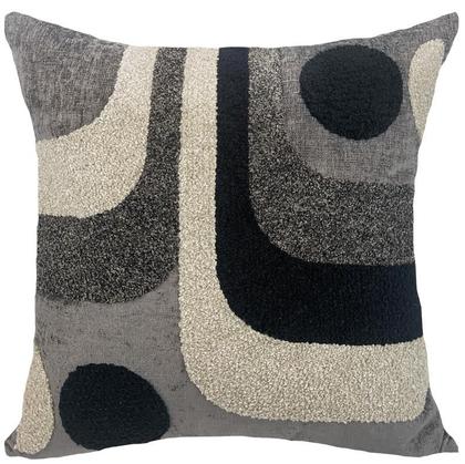 Imagem de Almofada rustica chumbo 52x52 c/aplic boucle preto 1