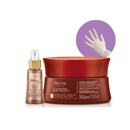 Imagem de Amend Realce da Cor Mascara Matizadora Cobre Effect + Millenar Oil Monói 60ml + Luva