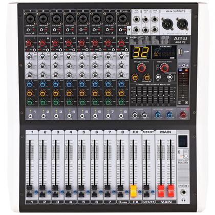 Imagem de AMW AG8 v2 Mesa de Som 8 Canais 99 Efeitos DSP BT Interface USB e Faders de 100mm