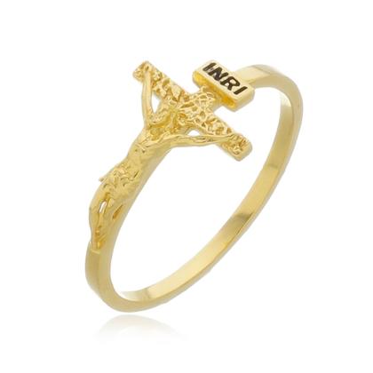 Imagem de Anel Crucifixo Com Cristo Ouro Amarelo 18 Kl Modelo 03