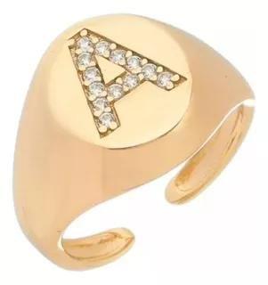 Imagem de Anel De Dedo Mínimo Folheado A Ouro Com Letra Personalizada