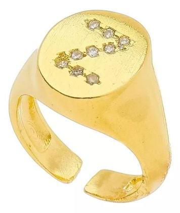 Imagem de Anel De Dedo Mínimo Folheado A Ouro Com Letra Personalizada