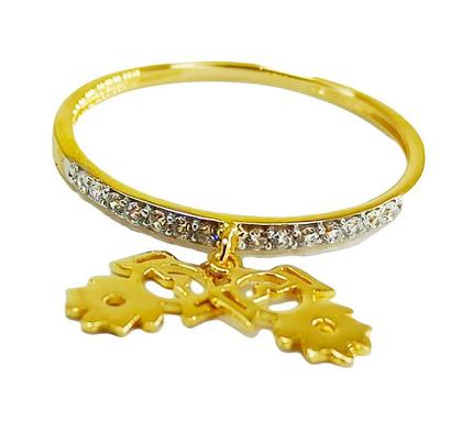 Imagem de Anel de ouro 18k com pingentes cravejados em zircônia  filhas