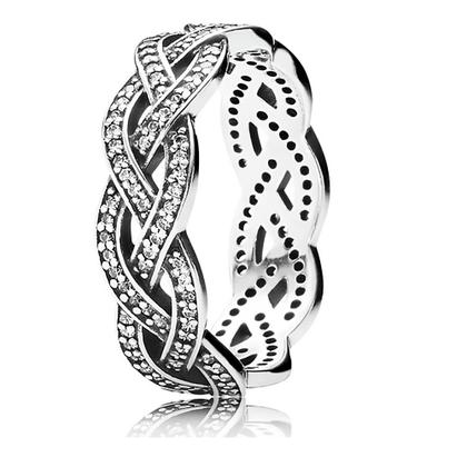 Imagem de Anel Entrelaçado Duplo Prata 925 com Zircônias Feminino