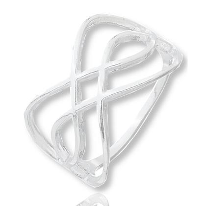 Imagem de Anel Feminino Prata Duplo Infinito Transado Delicado