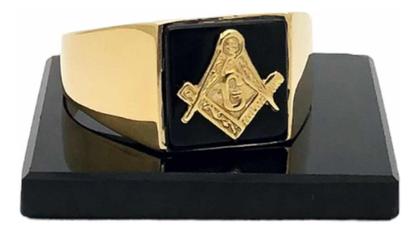 Imagem de Anel Ouro 18k Maçonaria Pedra Onix 1cm Maçon Feito A Mão K5