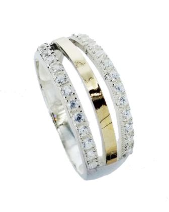 Imagem de Anel Prata 925 com Aplique Ouro 12k