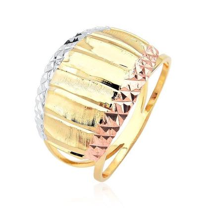Imagem de Anel Três Cores em Chapa Folheado a Ouro 18k