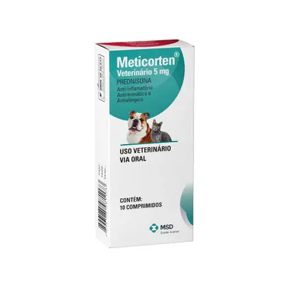 Imagem de Anti-inflamatório Cães/Gatos 5mg 10 Comps. MSD Meticorten