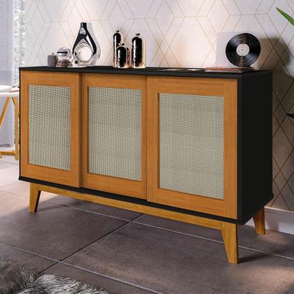 Imagem de Aparador Buffet Detroit 3 Portas com Pés em Madeira Maciça