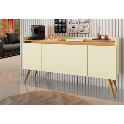 Imagem de Aparador Buffet Retro 4 Portas 1,60x0,81 Com Pés para Sala Estar Jantar Luxo Gd 