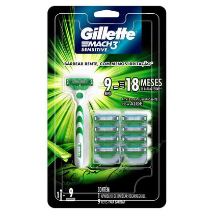 Imagem de Aparelho de Barbear Gillette Mach3 Sensitive + 9 cargas