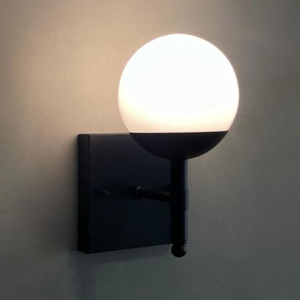 Imagem de Arandela Luminária de Parede Quadrada Moderno Com Vidro Globo 12cm Para Corredor, Quarto ou Sala, Cama, Cabeceira