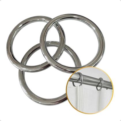 Imagem de Argola Cromada Para Cortina Varão Simples Comum Ilhós Médio Grosso 28mm Prateado kit com 10.20.30.40.50.100 Un