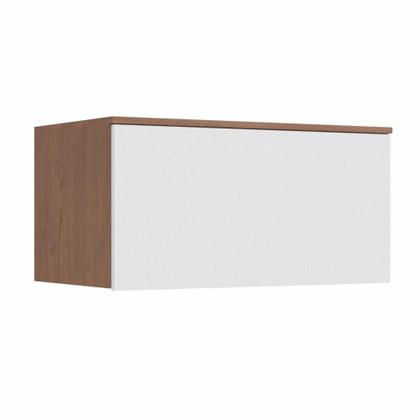 Imagem de Armário Aéreo Modulado Requinte com 1 Porta Basculante - Macadâmia/Branco Line