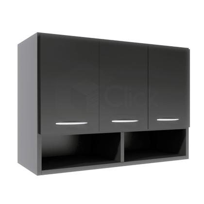 Imagem de Armário Balcão Multiuso 3 Portas Aéreo Parede Branco Cozinha