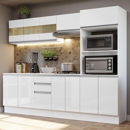 Imagem de Armário de Cozinha Completa 100% MDF 250 cm Frentes Branco Brilho Smart Madesa 02