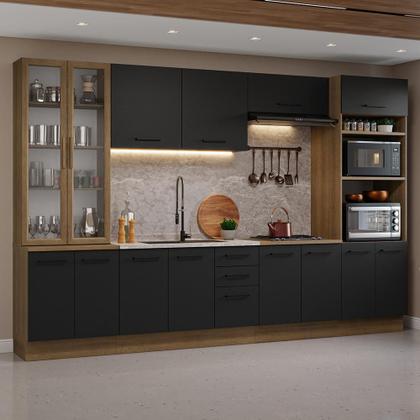 Imagem de Armário de Cozinha Completa 340cm Rustic/Preto Agata Madesa 01
